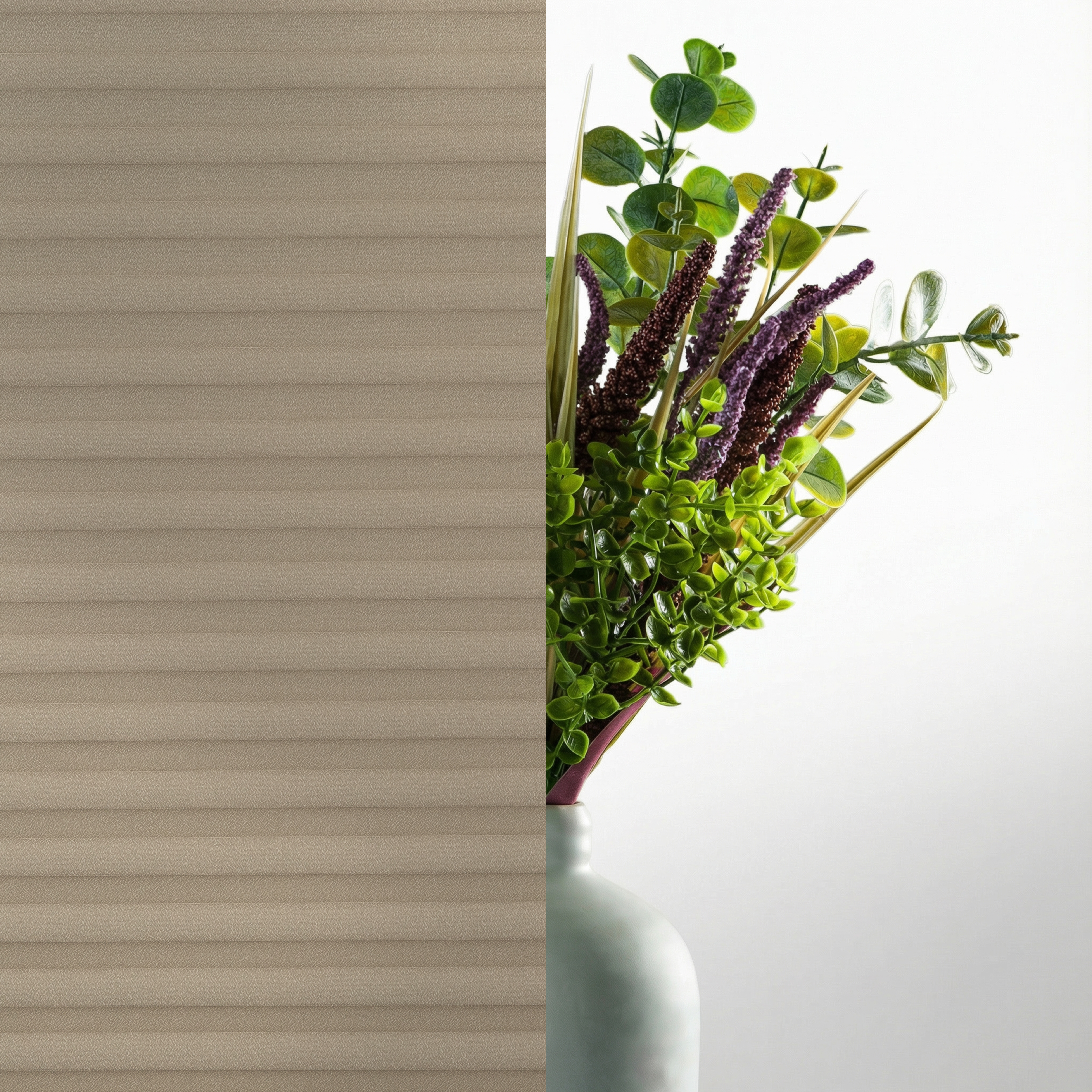 Plissee 16mm für Schiebetüren Basic Selection vierteltransparent mit Reflexionsbeschichtung Braun / Beige