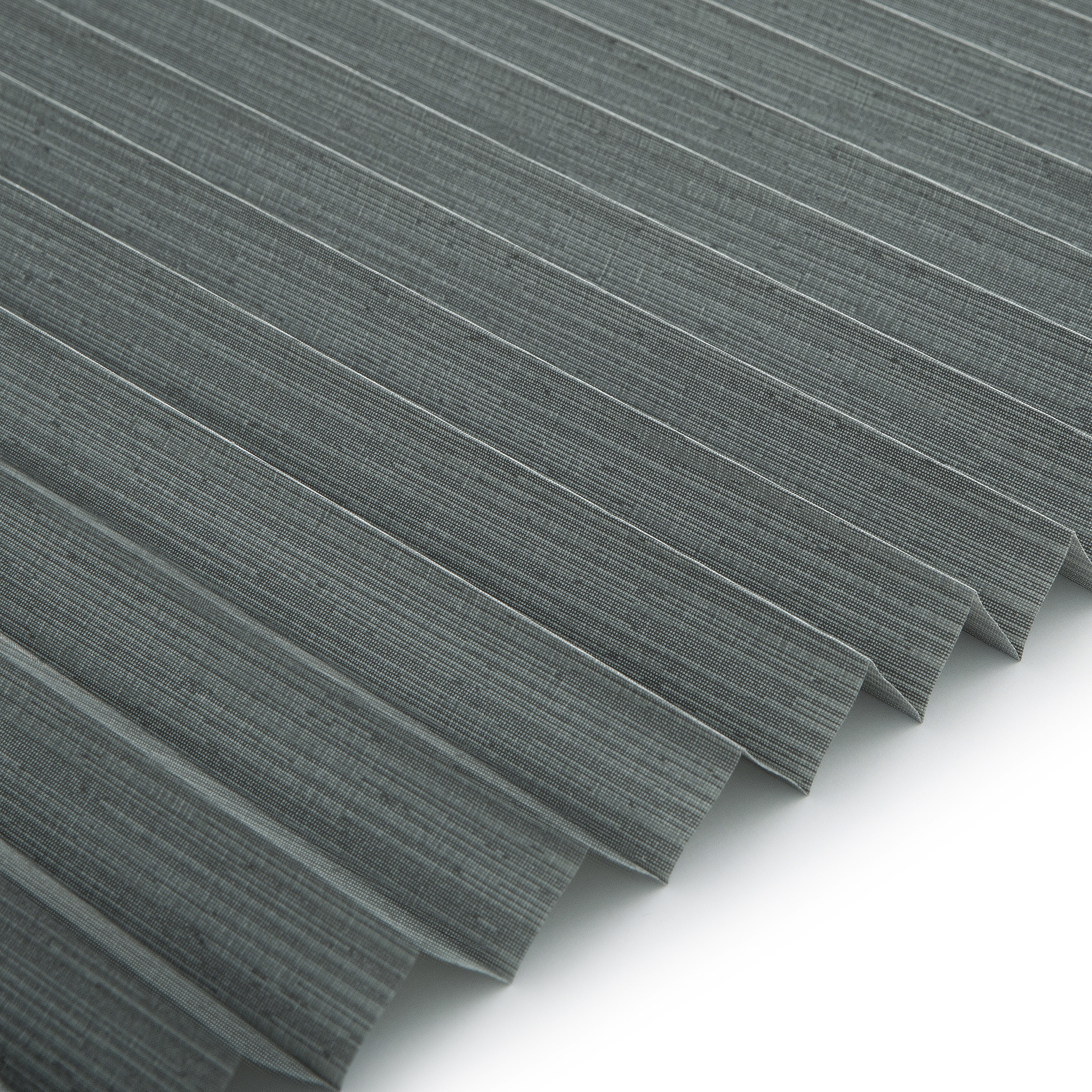 Plissee Komfort Collection vierteltransparent grau mit Streifenoptik und Reflektionsbeschichtung 1-1116