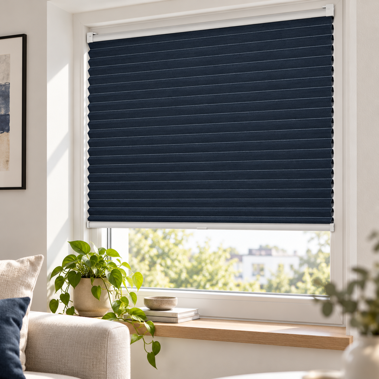 Plissee Honeycomb Komfort Collection Blackout mit Reflektionbeschichtung Kobaltblau