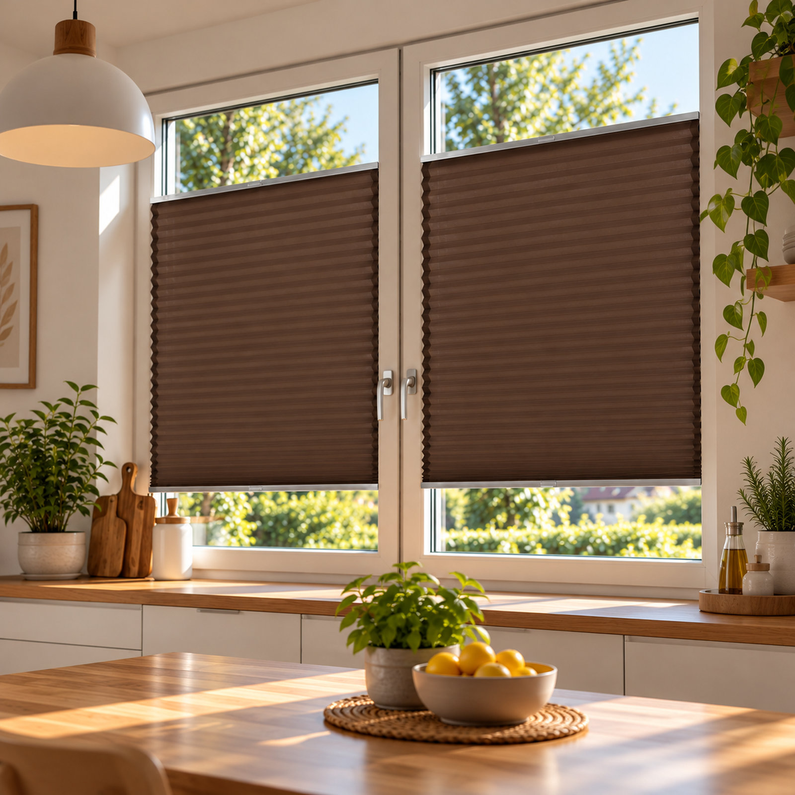 Plissee Basic Selection halbtransparent braun